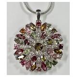 Sterling silver multi-color tourmaline necklace
