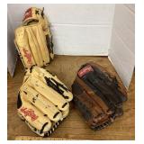 3 Rawlings baseball gloves