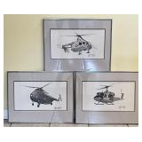 3 signed Joe Milich military helicopter prints