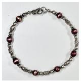 Sterling silver pearl and bead bracelet