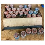 Box of vintage electronics, radio, and TV parts