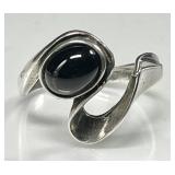 Sterling silver obsidian ring