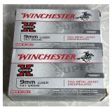 2 boxes Winchester 9mm luger ammo 50 count ea