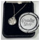 Sterling necklace w/capsulized crystalline silver