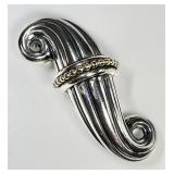 Heavy sterling silver 18k gold brooch
