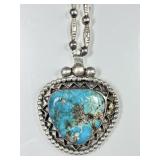 Large silver turquoise necklace --unmarked
