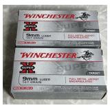 2 boxes Winchester 9mm luger ammo 50 count ea