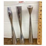 3 Nambe stainless candlesticks