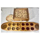 3 vintage wooden marble games