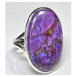 Sterling silver purple turquoise ring