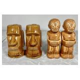 2 sets of tiki salt and pepper shakers