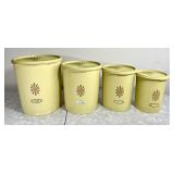 4-piece yellow Tupperware Servalier canisters