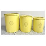 3-piece yellow Tupperware Servalier canisters