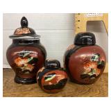 3 ceramic ginger jars