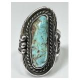 Silver turquoise ring --unmarked