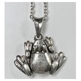 Sterling silver frog necklace