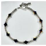 Sterling silver bracelet with glass beads