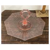 Pink Depression glass 8-sided sandwich tray