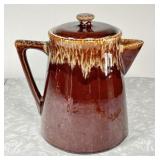 Rubel Pottery brown drip coffee pot 8" tall