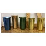 5 vintage anodized aluminum glasses