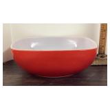 Red Pyrex square chip bowl