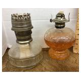2 glass oil lamp bases