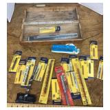 Wooden box full of new drill bits