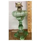 Green glass oil lamp -- no chimney