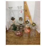 5 oil lamps and 4 chimneys