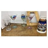 Bar glasses, stein, and measure