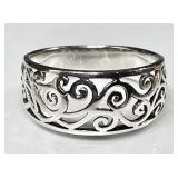 Sterling silver filigree ring