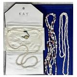 3 long real pearl necklaces