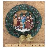 Ceramic Christmas carolers wreath