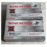 2 boxes Winchester 9mm luger ammo 50 count ea
