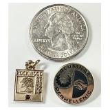 10k gold service pin and pendant