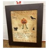 11" x 12" Halloween sampler dated 1893