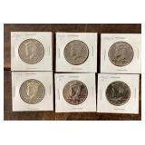 6 Kennedy half dollars