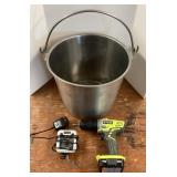 Ryobi cordless drill with bucket --works