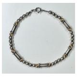 Sterling silver bead bracelet with gold beads