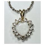 Gold over sterling opal heart pendant on GF chain