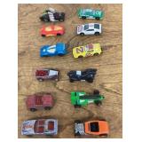 12 Hot Wheel style diecast cars
