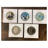 5 Kennedy and novelty half dollars