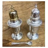 Sterling salt and pepper plus salt spoon