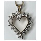 Gold over sterling diamond heart necklace