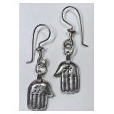 Sterling silver Hamsa hand earrings