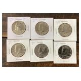 6 Kennedy and Liberty half dollars