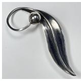 Sterling silver leaf brooch