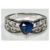 Sterling silver filigree ring with blue stone
