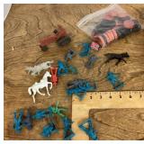 Group of older playset toys and checkers