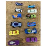 12 Hot Wheel style diecast cars